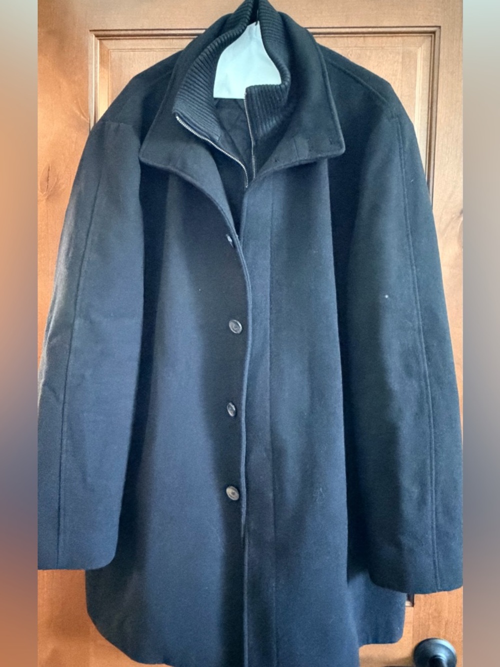 Cardinal of Canada Men's Black Pea Coat with Stand Collar